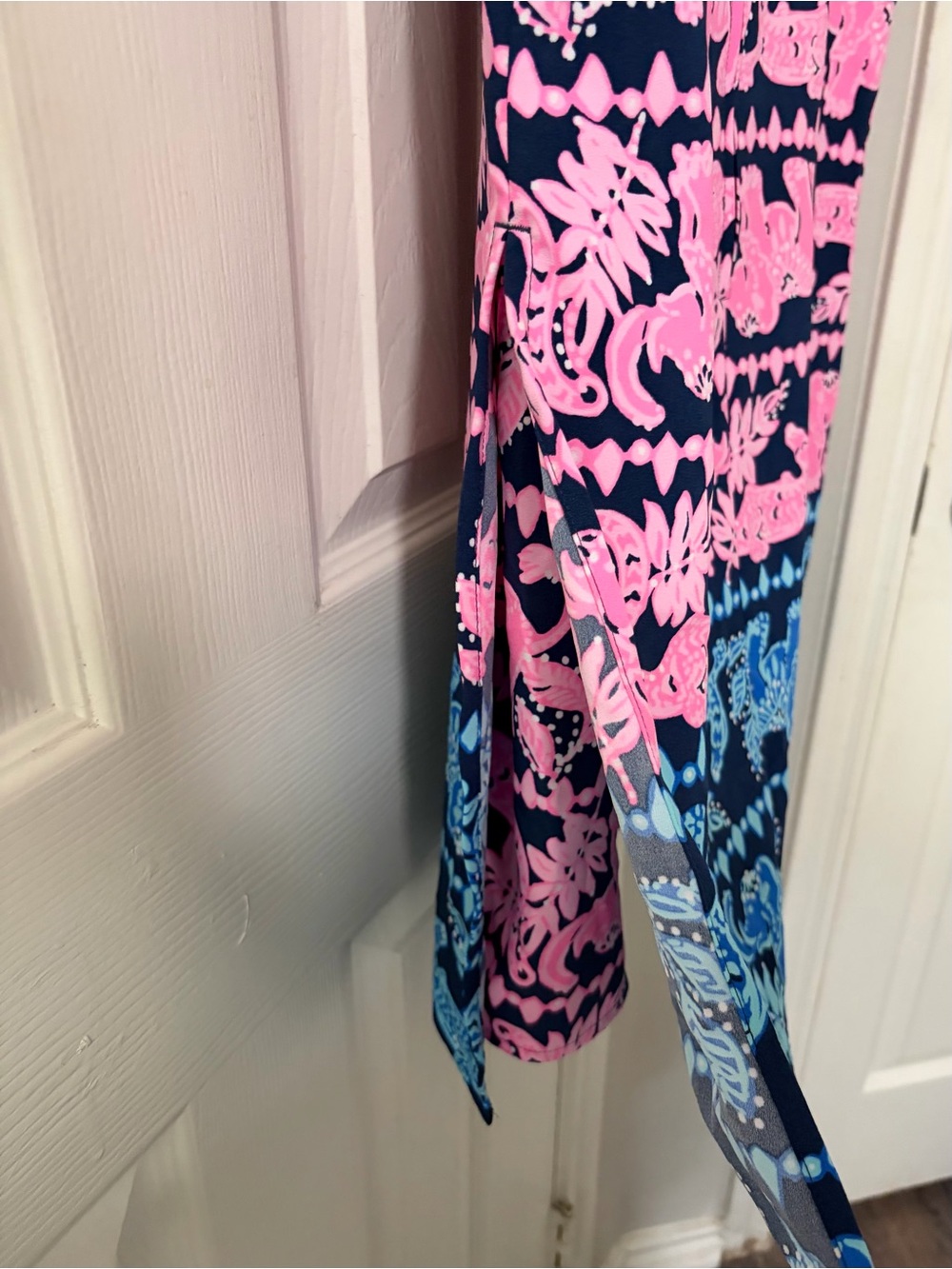 Lilly Pulitzer Blanca Stretch Romper High Tide Navy Perfect Pair Print Size 16 - Picture 14 of 16
